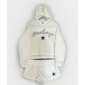 NFL Dallas Cowboys Sleepwear Pajamas Womens M White Sherpa Cropped Hoodie